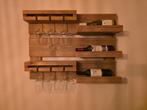 Handgemaakt wijnrek van steigerhout - 6 glazen, 3 flessen, Ophalen, Zo goed als nieuw, Minder dan 5 flessen, 75 cm of meer