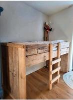 Houten Halfhoogslaper met matras 200 bij 90 - GRATIS, Ophalen, Gebruikt, Lattenbodem, 70 tot 85 cm