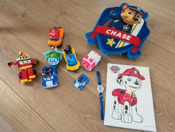 Paw Patrol transformers, kussentje en andere spullen, Kinderen en Baby's, Speelgoed | Actiefiguren, Gebruikt, Ophalen