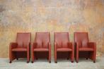 ZGAN 8 rode leren Leolux Lapita design stoelen (verrijdbaar), Vijf, Zes of meer stoelen, Design, Leer, Zo goed als nieuw