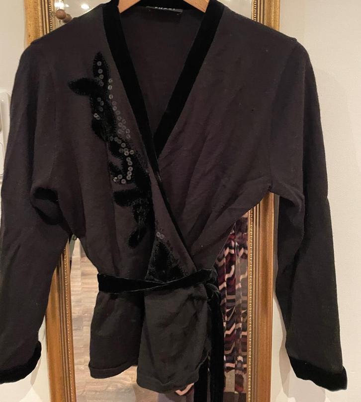 Tuzzi wollen zwart wikkel vest maat L, Kleding | Dames, Truien en Vesten, Zo goed als nieuw, Maat 42/44 (L), Zwart, Ophalen of Verzenden