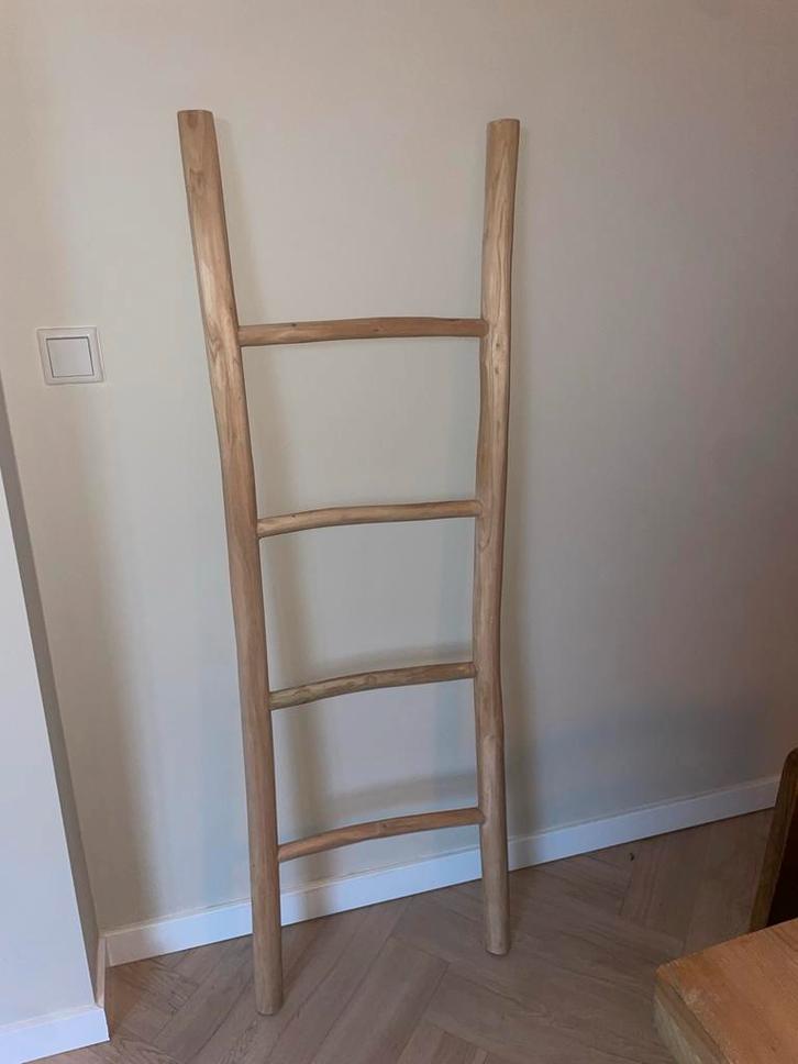 XENOS Decoratieve Ladder Teak 150cm - Zo Goed Als Nieuw, Huis en Inrichting, Woonaccessoires | Overige, Zo goed als nieuw, Ophalen