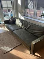 Groene leren bank - 2.60m breed, Huis en Inrichting, Ophalen, 250 tot 300 cm, Gebruikt, Rechte bank