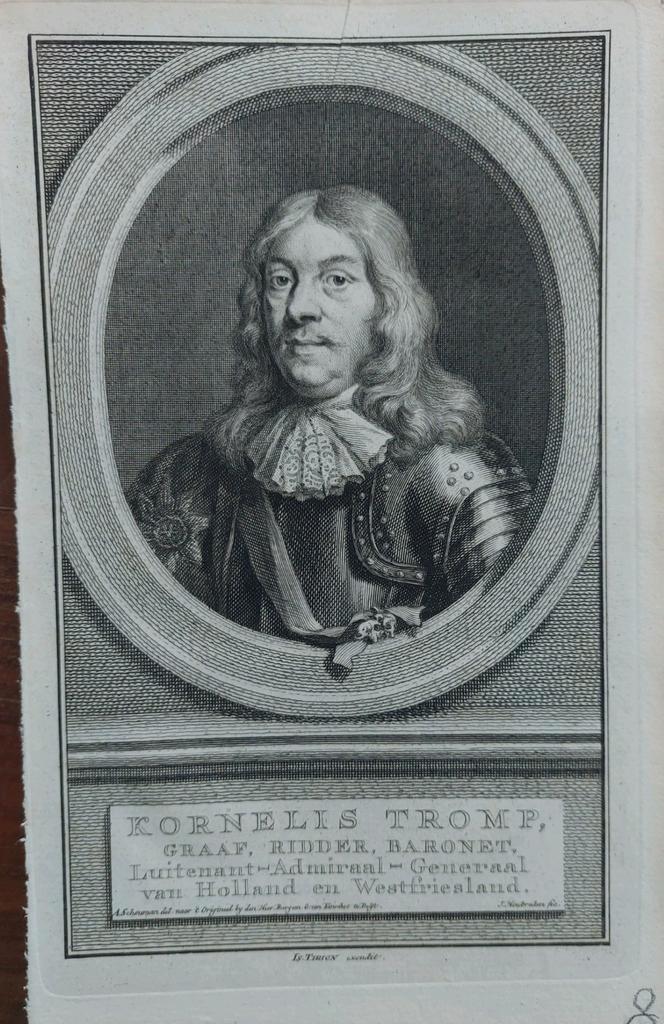 5 / Portret van Kornelis Tromp door J. Wagenaar, Antiek en Kunst, Kunst | Etsen en Gravures, Ophalen of Verzenden
