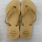 goudkleurige HAVAIANAS slippers mt 35-36 / EUR 37/38, Overige typen, Meisje, Gebruikt, Verzenden