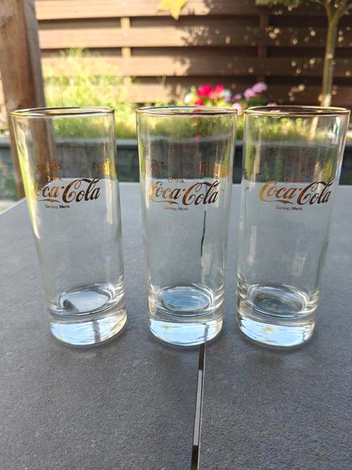 Coca-Cola Glazen Set - Gouden Rand - Meertalig, Antiek en Kunst, Antiek | Glas en Kristal, Ophalen of Verzenden