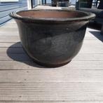 Grote Aardewerk Bloempot met Schotel, Tuin en Terras, Ophalen, Gebruikt, 40 cm of meer, Rond