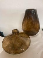 Fidrio bronze set satelliet vaas is 27x15 hoge vaas 31x20 cm, Minder dan 50 cm, Nieuw, Glas, Ophalen of Verzenden