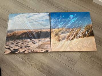 2 canvas schilderijen van het strand/duinen beschikbaar voor biedingen