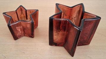 kerst: 2 fraaie waxinelicht houders in vorm van ster beschikbaar voor biedingen