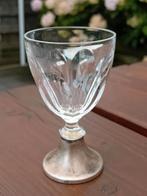Kristallen borrelglas met zilveren voet, Antiek en Kunst, Ophalen of Verzenden