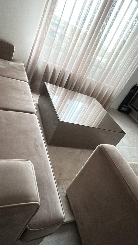 Salon tafel + hangkast met openhaard, Huis en Inrichting, Tafels | Sidetables, Zo goed als nieuw, 25 tot 50 cm, 100 tot 150 cm