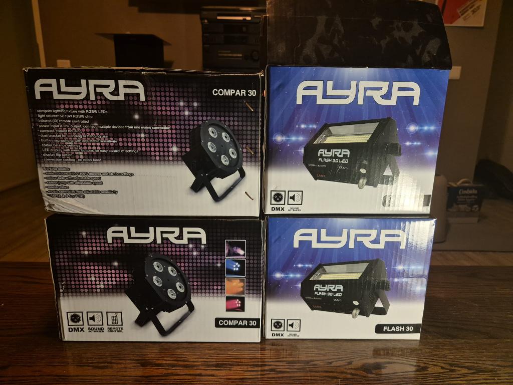 Ayra Compar 30 (x2), Ayra Flash 30 (x2), Ophalen, Zo goed als nieuw, Licht, Geluidgestuurd