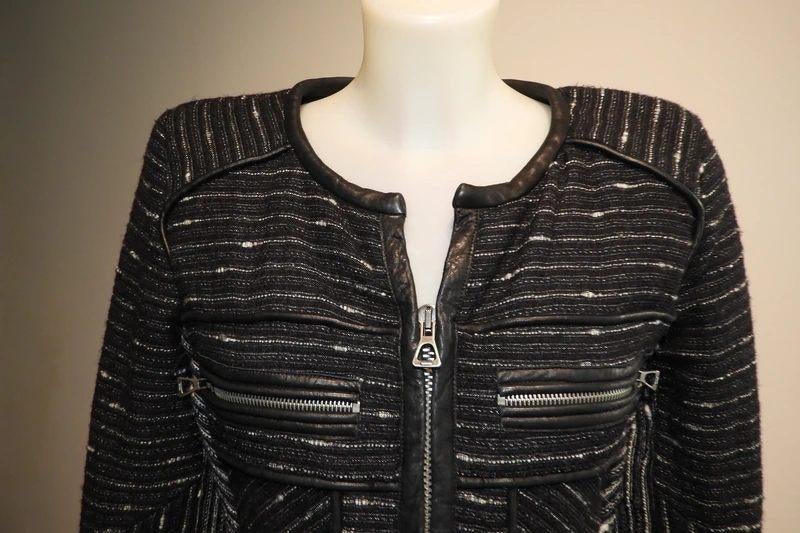 Isabel Marant jack deels leer biker look armlappen IGST S, Kleding | Dames, Isabel Marant, Verzenden, Zwart, Jasje