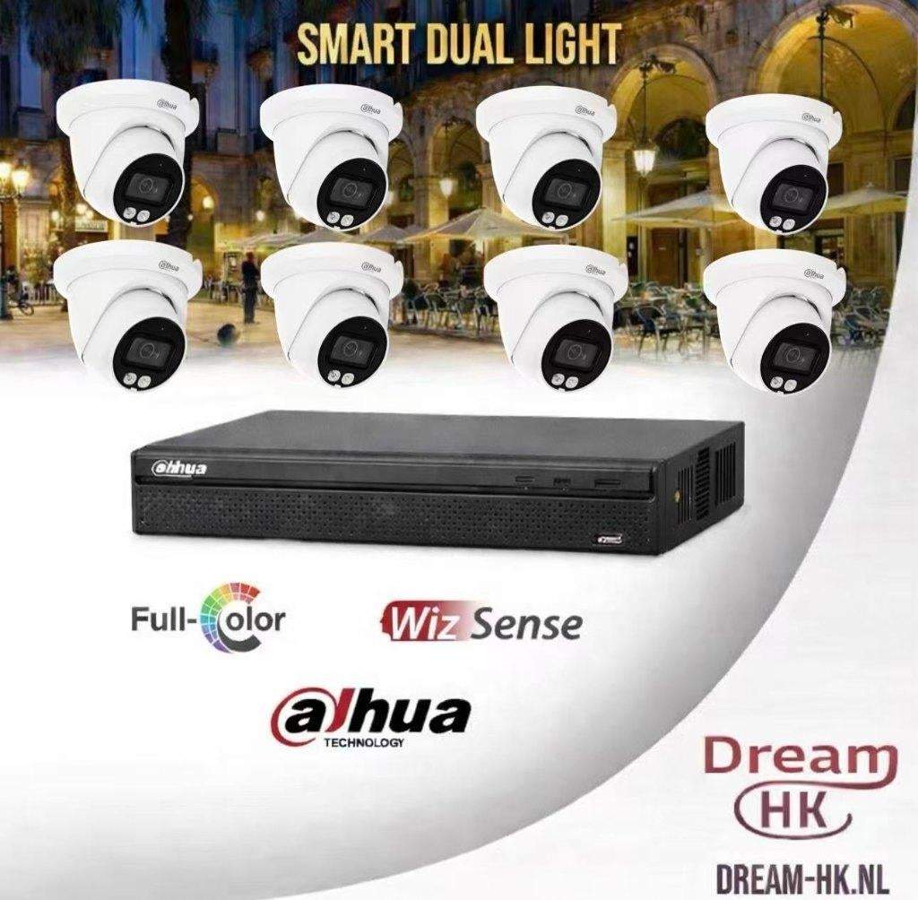 5MP Dahua WizSense Smart Dual Light Full Color 8CH IP PoE, Audio, Tv en Foto, Videobewaking, Nieuw, Buitencamera, Ophalen of Verzenden