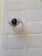 Zilveren Ring met Blauwe Saffier en Witte Topaas steen, Nieuw, Ophalen of Verzenden, Dame, Zilver