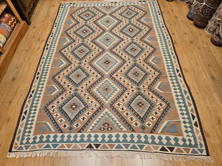 Handgeweven perzische wollen kelim 290x194, Huis en Inrichting, Stoffering | Tapijten en Kleden, Gebruikt, 150 tot 200 cm, 200 cm of meer
