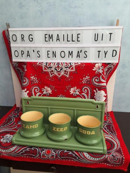 😯👌  EMAILLE GROEN  keukengerei uit opa's&oma's tijd, Antiek en Kunst, Antiek | Emaille, Ophalen of Verzenden
