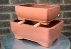 Bonsai schalen set van twee handgemaakt gemerkt aardewerk, Nieuw, Ophalen of Verzenden, Minder dan 25 cm, Aardewerk