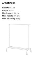 Ikea Rigga wit kledingrek met wieltjes, Kleding | Dames, Kledingrekken, Met wielen, Ophalen of Verzenden, Zo goed als nieuw