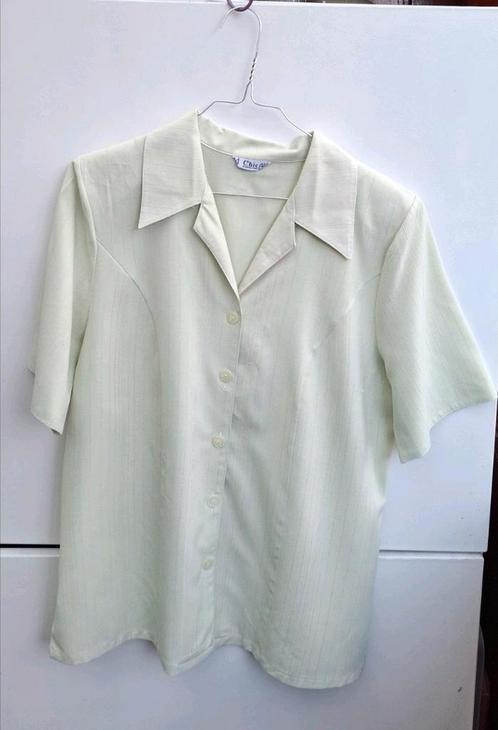 Vintage blouse, maat 38/M - groen - streepje - 90's, Kleding | Dames, Blouses en Tunieken, Gedragen, Maat 38/40 (M), Groen, Ophalen of Verzenden