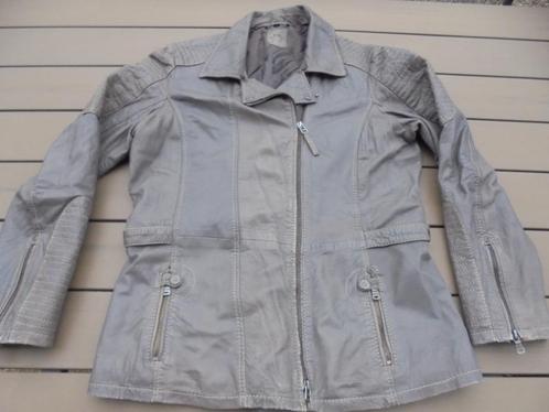Grijze leren jas, Kleding | Dames, Jassen | Winter, Gedragen, Maat 46/48 (XL) of groter, Grijs, Ophalen of Verzenden