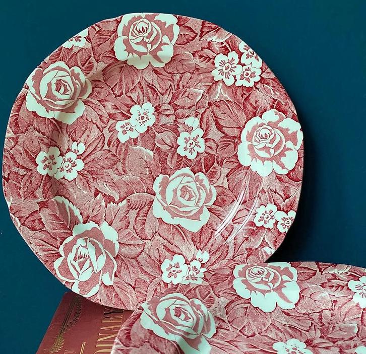 Burleigh Staffordshire Victorian Chintz set van 4 dinerborde, Huis en Inrichting, Keuken | Servies, Zo goed als nieuw, Bord(en)