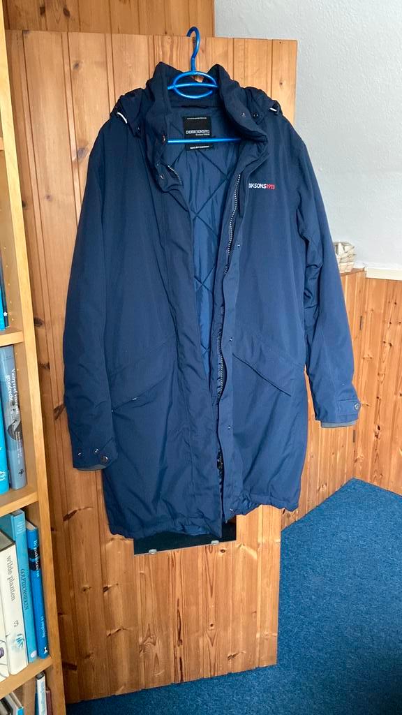 Didriksons1913 donkerblauwe winterjas, Kleding | Dames, Jassen | Winter, Zo goed als nieuw, Blauw, Ophalen of Verzenden