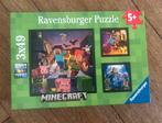 Zo goed als nieuw Ravensburger minecraft! 3 puzzels in 1! 5€, Ophalen of Verzenden, Zo goed als nieuw