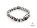 Armband roestvrij staal met dubbele V schakel, Verzenden, Nieuw, Zilver, Staal