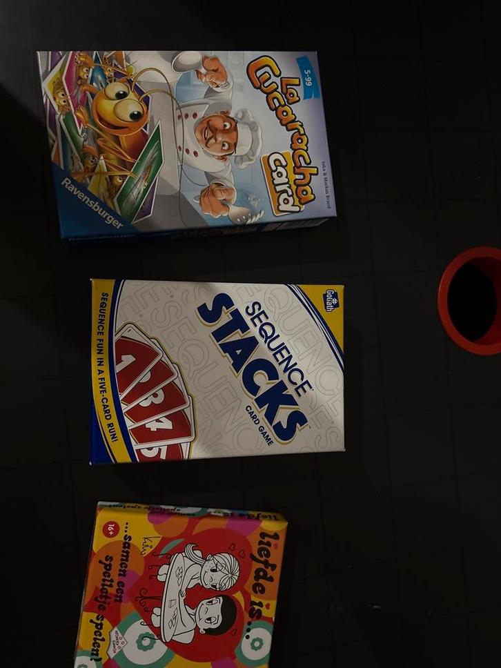 Leuke kaartspellen - Cucaracha, Sequence Stacks, Liefde is.., Hobby en Vrije tijd, Gezelschapsspellen | Bordspellen, Zo goed als nieuw