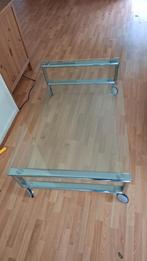 Glazen Salontafel met Wielen, Huis en Inrichting, Tafels | Salontafels, Ophalen, Gebruikt, 100 tot 150 cm, 50 tot 100 cm