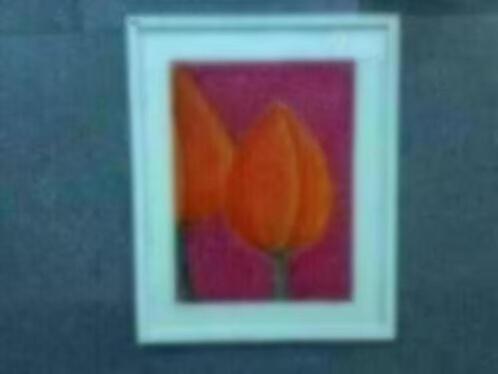 Schilderij tulpen met lijst, Huis en Inrichting, Woonaccessoires | Schilderijen, Tekeningen en Foto's, Nieuw, Schilderij, 50 tot 75 cm