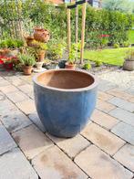 Blauwe glazuur bloempot - 41x47 cm, Tuin en Terras, Ophalen, Tuin, Steen, Minder dan 60 cm