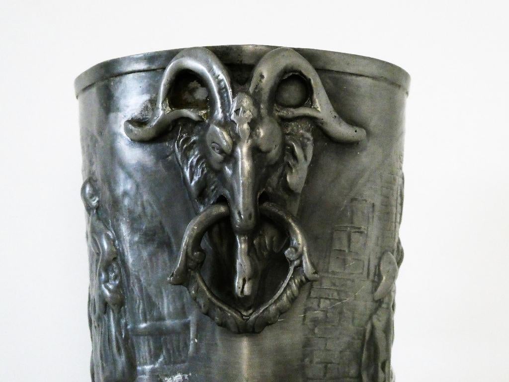 Fraaie Champagne emmer van tin met ramskop ram handgrepen, Ophalen of Verzenden