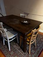 Orginele houten café tafel, Ophalen, Gebruikt, 50 tot 100 cm, Vijf personen of meer