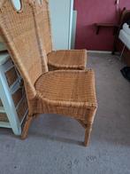 4 rieten stoelen met witte kussens, Ophalen, Bruin, Zo goed als nieuw, Vier