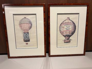 Schilderij van de eerste luchtballon, gebr.Montgolfier beschikbaar voor biedingen