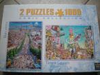 King puzzels 2x1000 stukjes. Comic., Ophalen of Verzenden, 500 t/m 1500 stukjes, Zo goed als nieuw, Legpuzzel