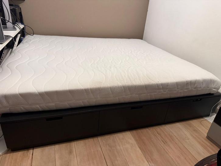 IKEA Brimnes bed 180x200, Huis en Inrichting, Slaapkamer | Bedden, Gebruikt, Tweepersoons, 180 cm, 200 cm, Hout, Zwart, Ophalen