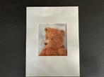 Gesigneerde aquarel van teddybeer, Ophalen of Verzenden, Zo goed als nieuw, Schilderij, Minder dan 50 cm