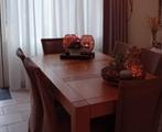 Eikenhout eettafel met 6x A kwaliteit loom stoelen nieuwstaa, Ophalen, Zo goed als nieuw