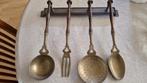 antiek koperen keukenrek met bestek, Ophalen of Verzenden