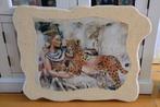 Wandsculptuur gips van poster Nefertiti met luipaard, Ophalen, Gebruikt, 50 tot 75 cm, Foto of Poster