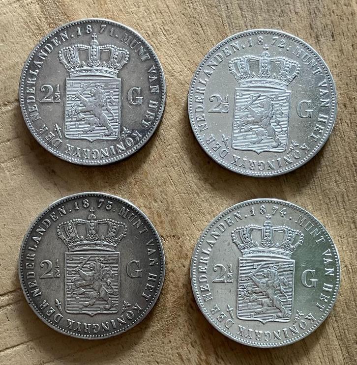 setje rijksdaalders / 2,5 gulden Willem III (1871 - 1874), Postzegels en Munten, Munten | Nederland, Setje, 2½ gulden, Koning Willem III