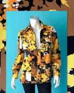 Vintage jaren 70 blouse geel/oranje/bruin maat 40, Verzenden, Gedragen, Maat 38/40 (M), Oranje