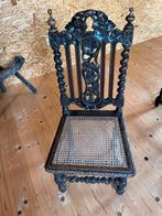 5x Antieke Houten Stoel met Riet Zitting en Houtsnijwerk, Antiek en Kunst, Antiek | Meubels | Stoelen en Banken, Ophalen