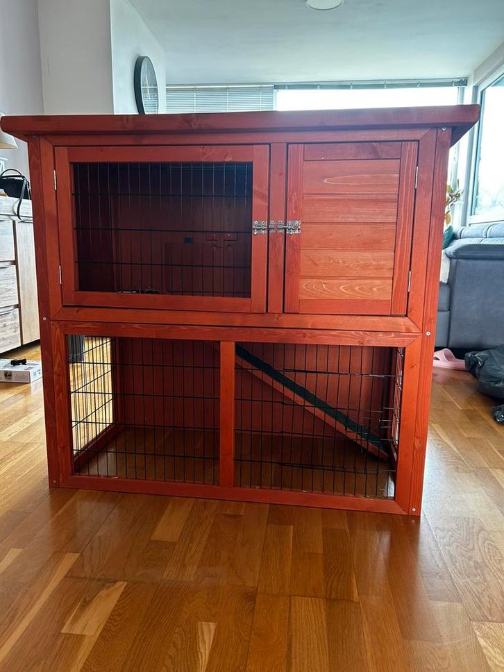 Konijnen buitenhok, Dieren en Toebehoren, Knaagdieren en Konijnen | Hokken en Kooien, Zo goed als nieuw, Hok, 90 cm of meer, 75 tot 110 cm