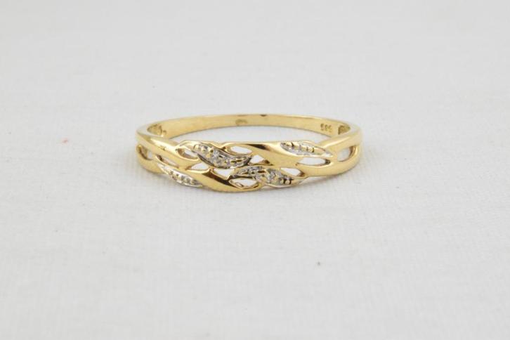 14 karaat gouden ring met Diamant 2103-G, Sieraden, Tassen en Uiterlijk, Ringen, Gebruikt, Dame, 17 tot 18, Goud, Goud, Met edelsteen