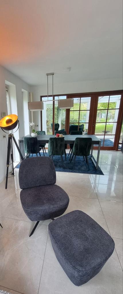 Draaistoel met Voetenbank - Comfortabel!, Huis en Inrichting, Fauteuils, Gebruikt, Stof, 75 tot 100 cm, 75 tot 100 cm, Ophalen